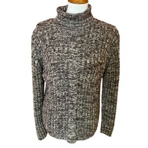 Vtg 90s Brown Cable Knit Turtleneck Sweater